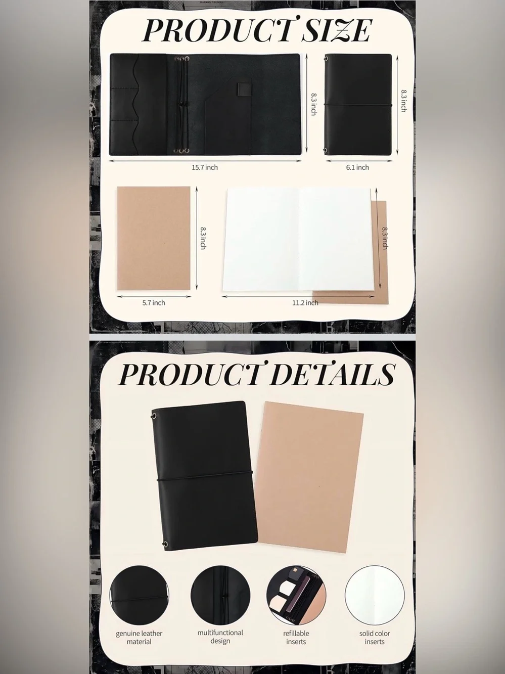 4 Pcs A5 Leather Travelers Journal Notebook Cover Set Genuine Leather